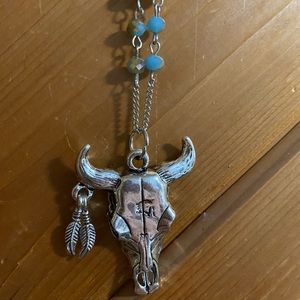 Cow skull long necklace